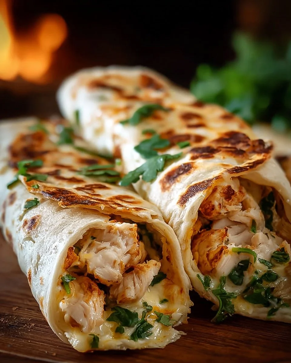 Cheesy Chicken Garlic Wraps