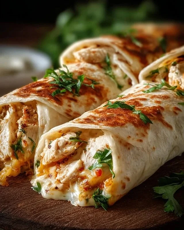 Cheesy Chicken Garlic Wraps