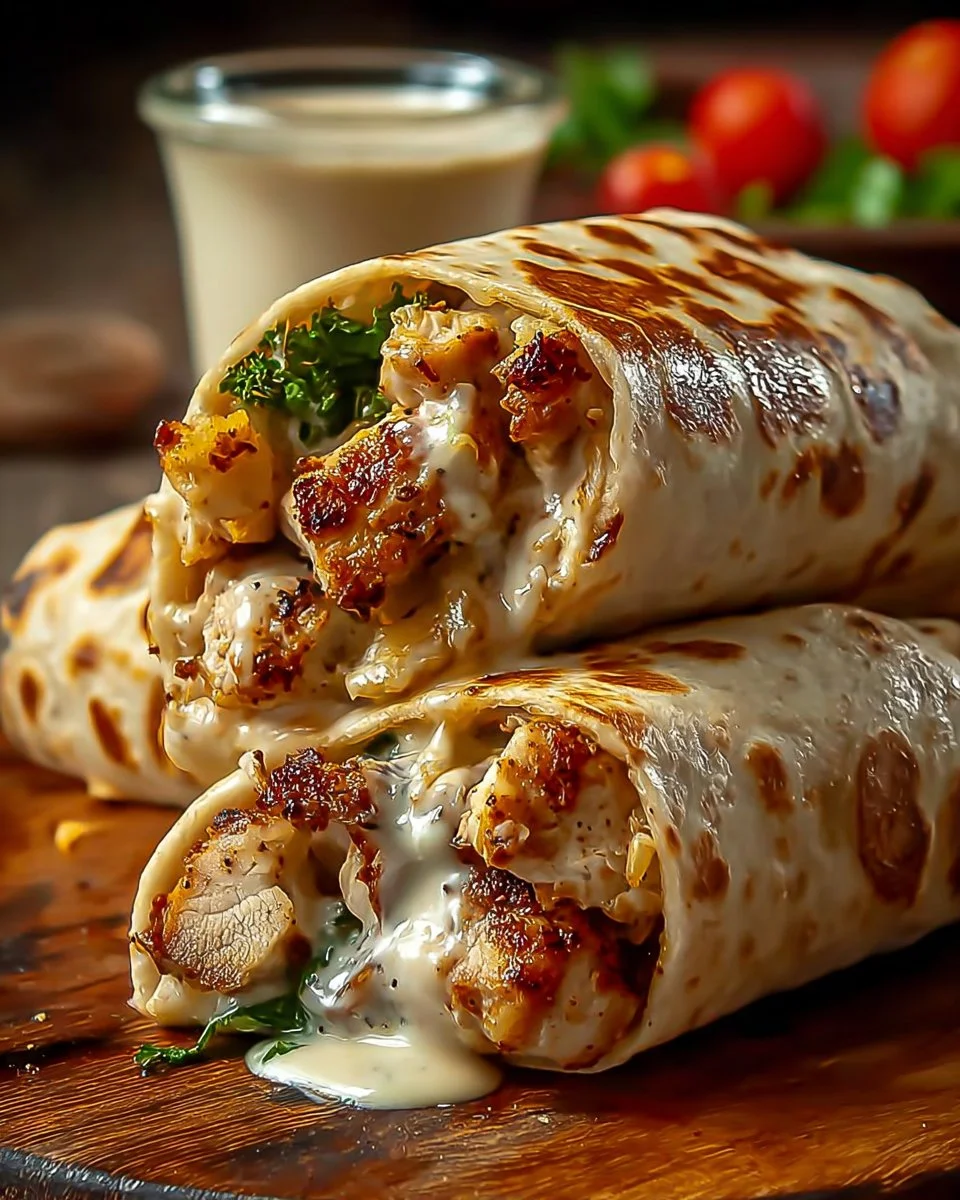 Cheesy Garlic Chicken Wraps