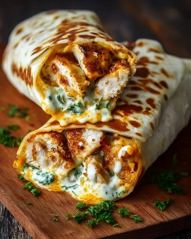 Cheesy Garlic Chicken Wraps