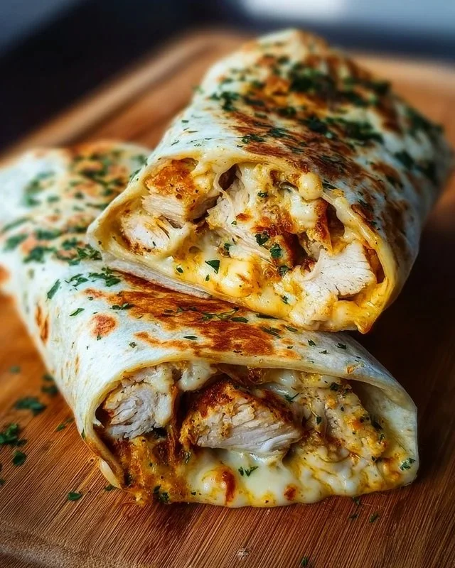 Cheesy Garlic Chicken Wraps