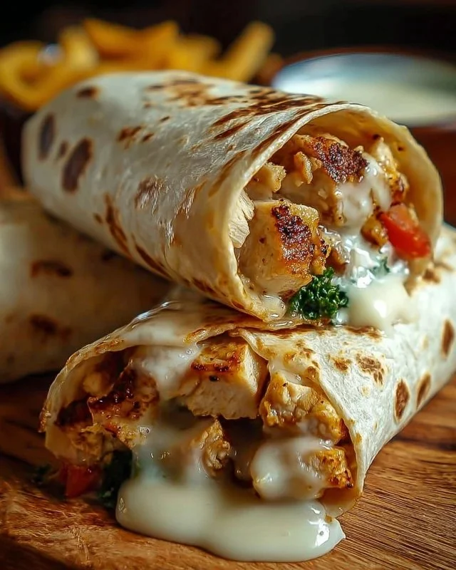 Cheesy Garlic Chicken Wraps