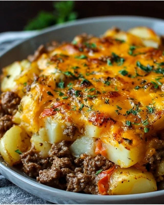 Cheesy Ground Beef & Potato Casserole