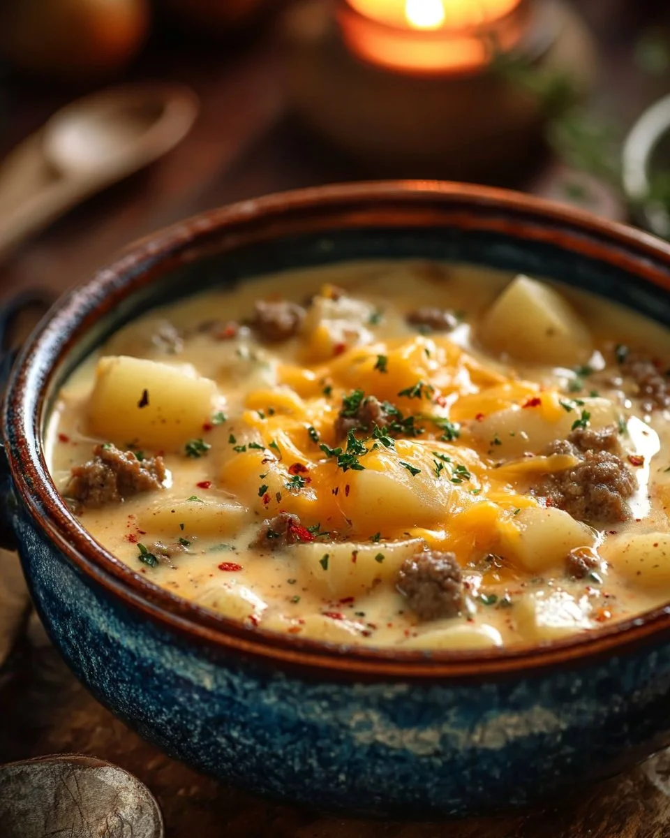 Cheesy Hamburger Potato Soup