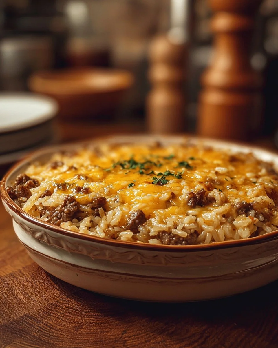 Cheesy Hamburger Rice Casserole