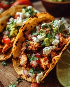Delicious chicken street tacos topped with fresh cilantro and onions