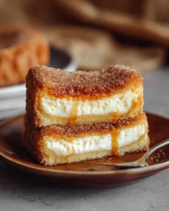 Delicious Churro Cheesecake topped with cinnamon and sugar