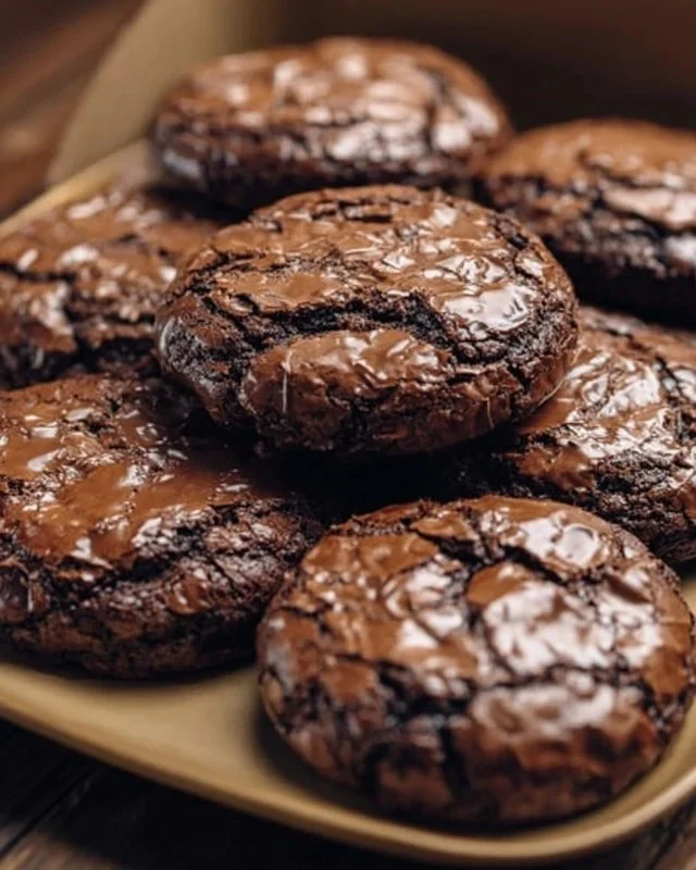 Delicious brownie mix cookies on a plate, ready to be enjoyed.