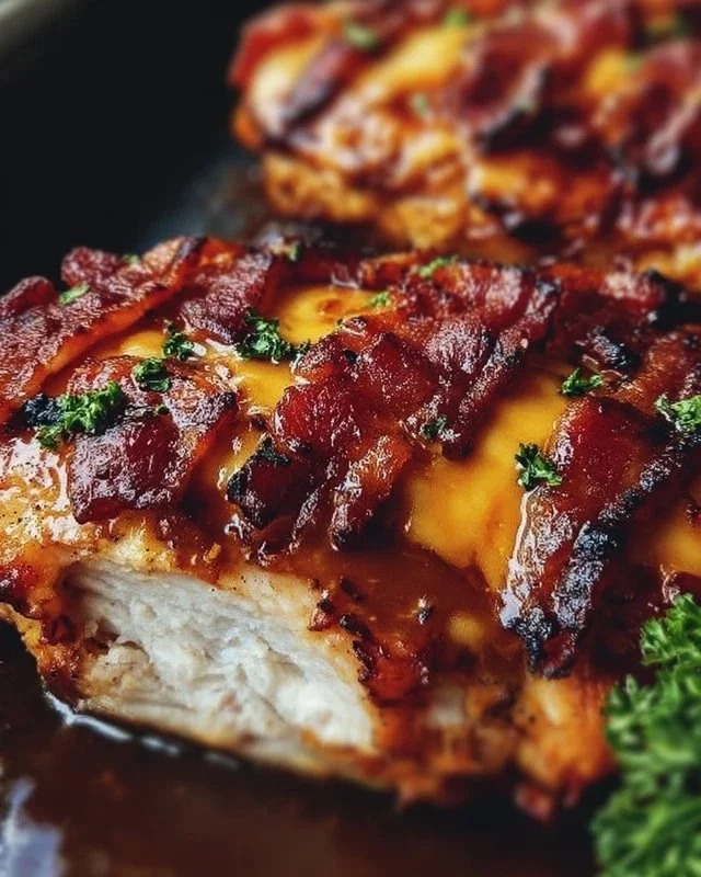 Cowboy BBQ Bacon Cheddar Chicken served with sides, showcasing juicy BBQ chicken.