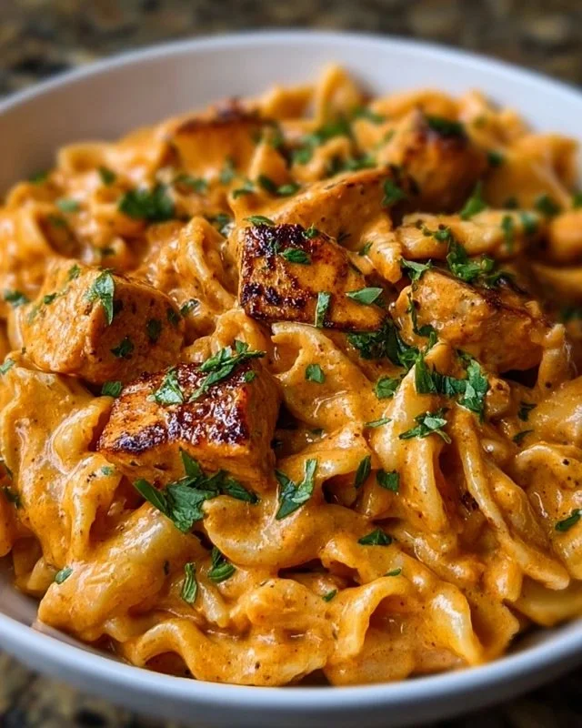 Delicious Cowboy Butter Chicken Pasta dish with creamy sauce and herbs