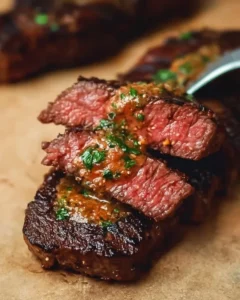 Delicious Cowboy Butter Steak topped with rich herb-infused butter