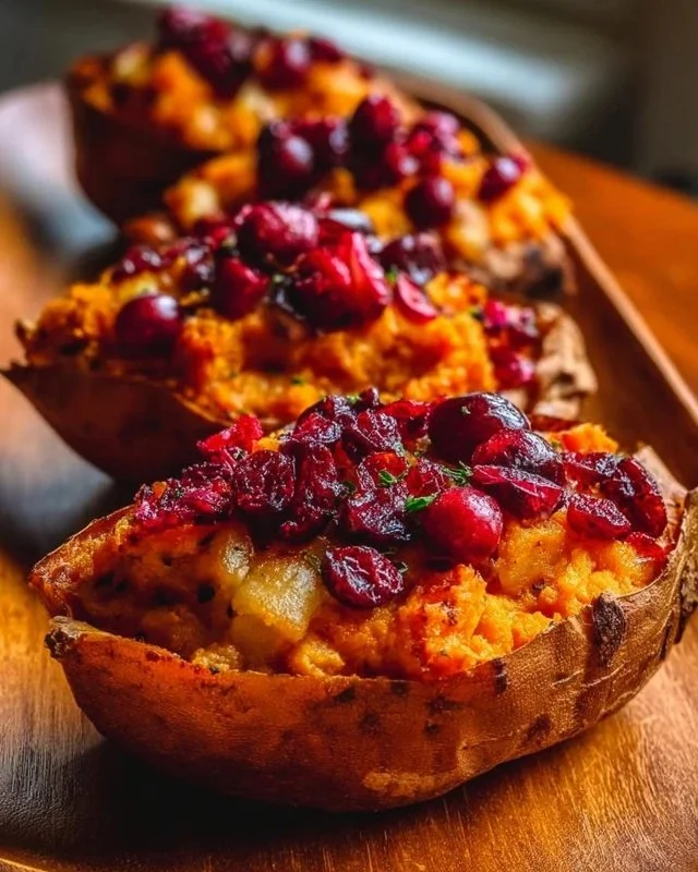 Cranberry Apple Twice-Baked Sweet Potatoes