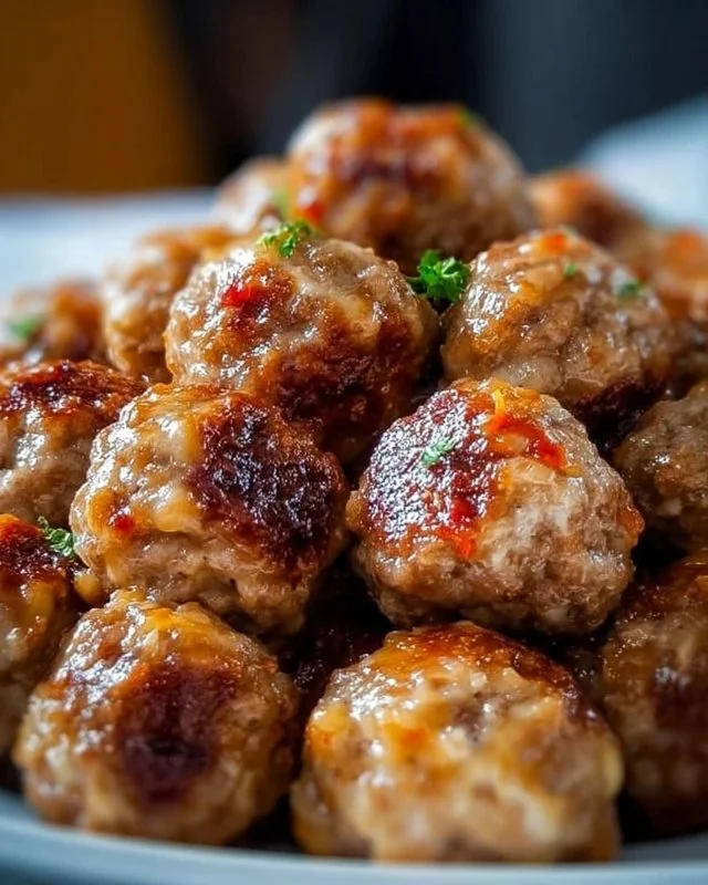 Delicious cream cheese sausage balls ready to be served at a party