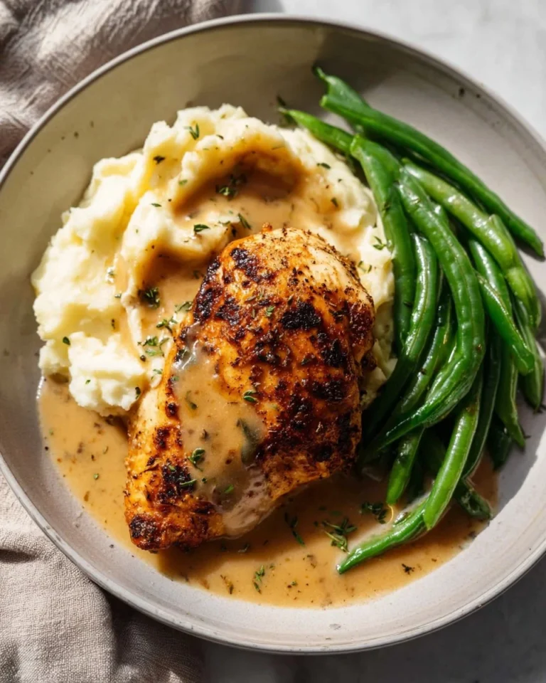 Creamy Garlic Parmesan Chicken Breast served with herbs and spices