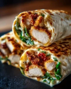Crispy air fryer chicken and mozzarella wraps ready to serve