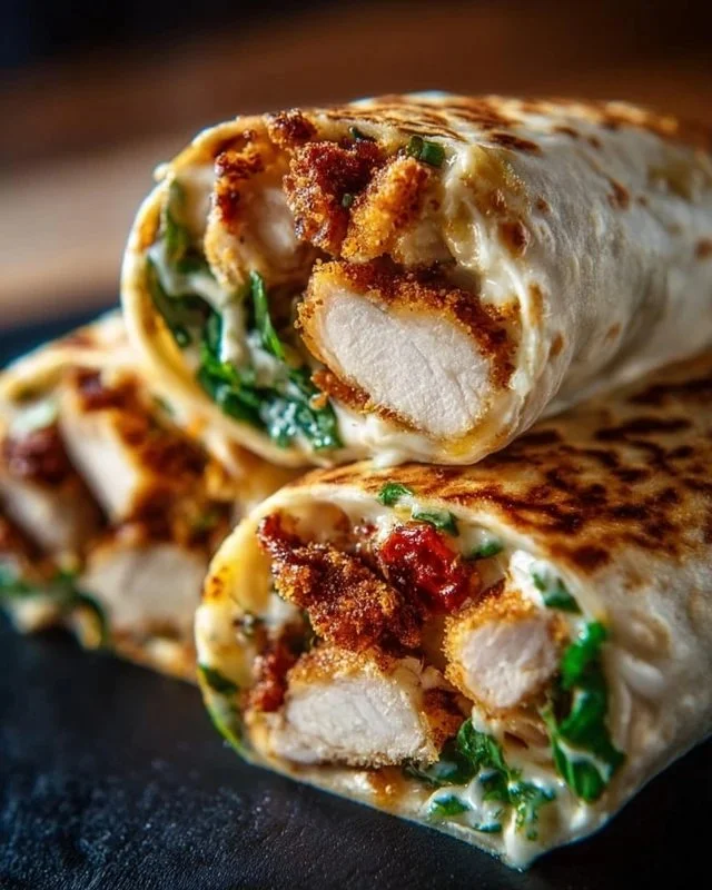 Crispy air fryer chicken and mozzarella wraps ready to serve