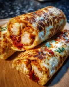 Crispy air fryer chicken and mozzarella wraps served on a plate