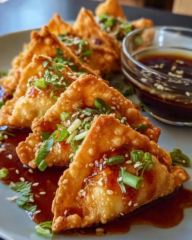 Delicious Crispy Chicken Wonton Tacos served with fresh toppings