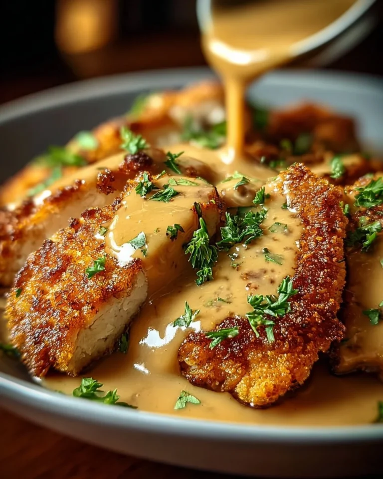 Crispy Parmesan Chicken with garlic sauce served on a plate