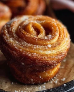 Freshly baked cruffin pastry with delicious filling