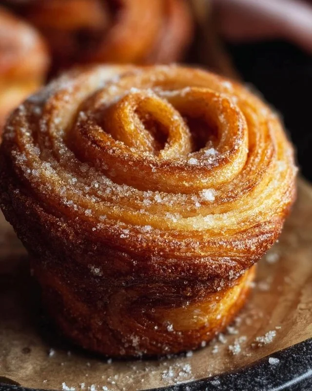 Freshly baked cruffin pastry with delicious filling