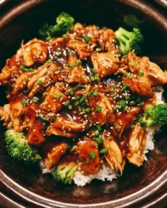 Delicious Dump and Go Crockpot Teriyaki Chicken served on a plate