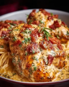 Bowl of Easy Crock Pot Crack Chicken topped with green onions and cheese
