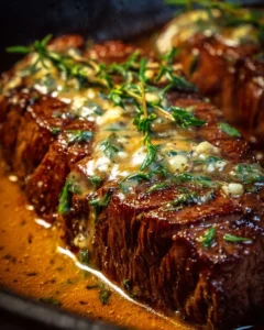 Garlic Butter Steak with rich Parmesan Cream Sauce served on a plate
