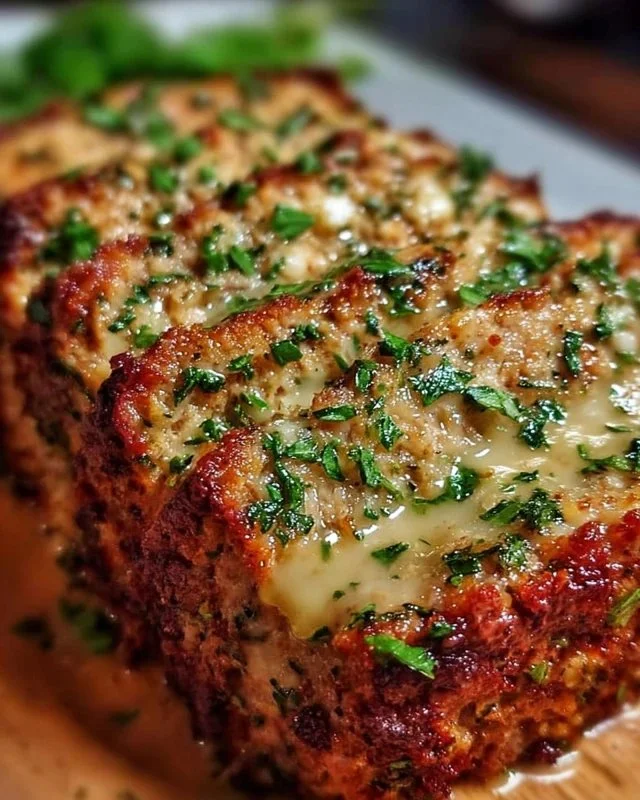 Garlic Parmesan Chicken Meatloaf recipe with a blend of garlic and parmesan flavors