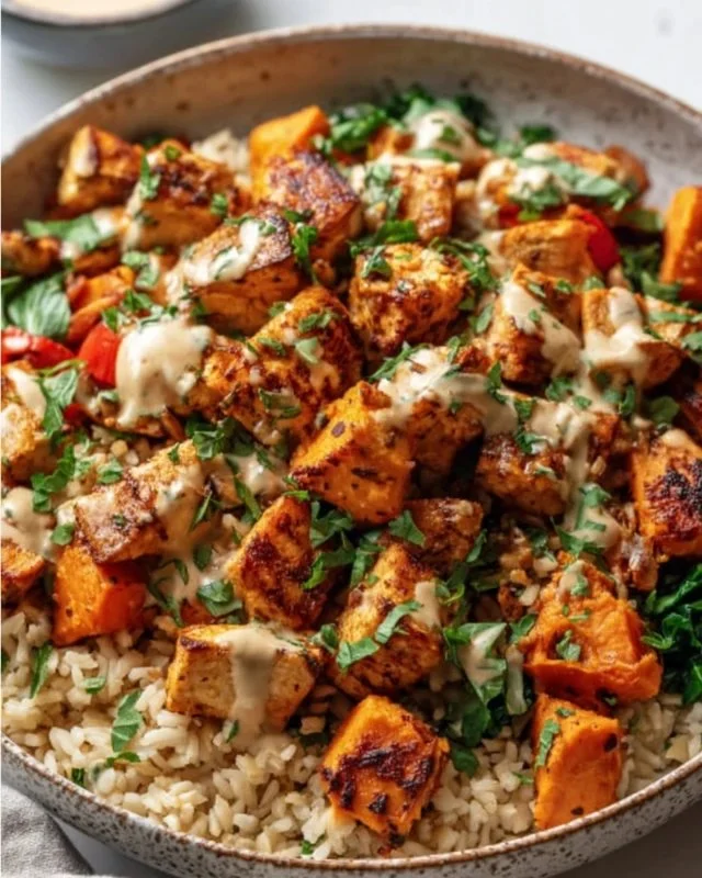 Healthy Chicken & Sweet Potato Rice Bowl