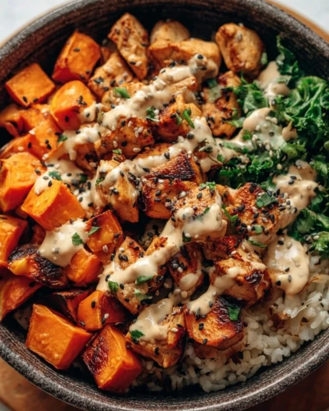 Healthy Chicken & Sweet Potato Rice Bowl