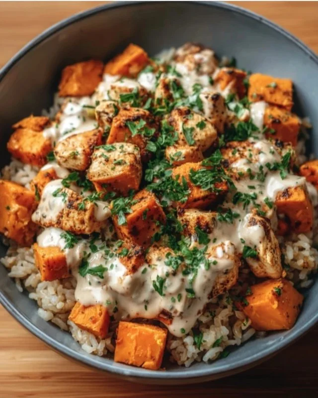 Healthy Chicken & Sweet Potato Rice Bowl