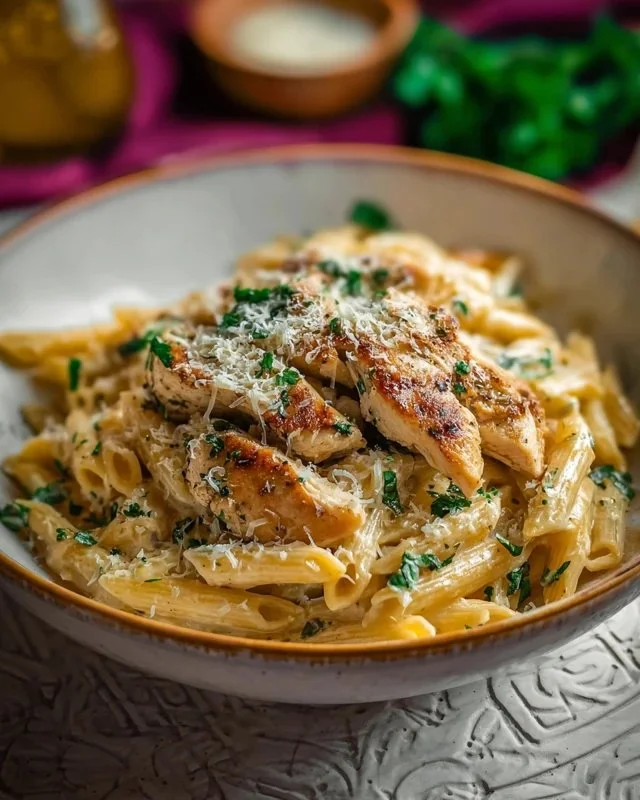 Healthy Garlic Parmesan Chicken Pasta