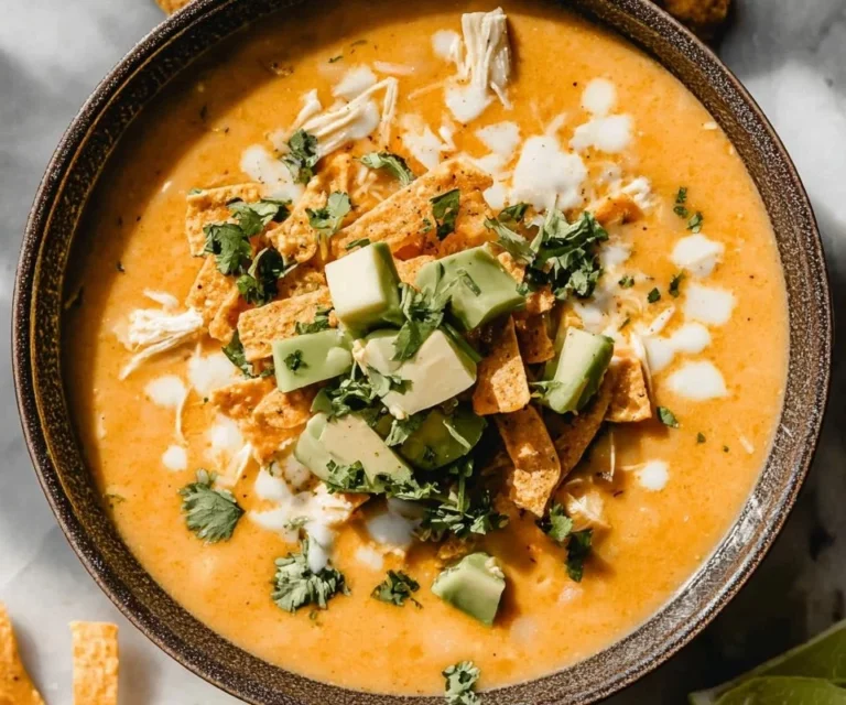 Bowl of healthy high protein white chicken chili topped with cilantro