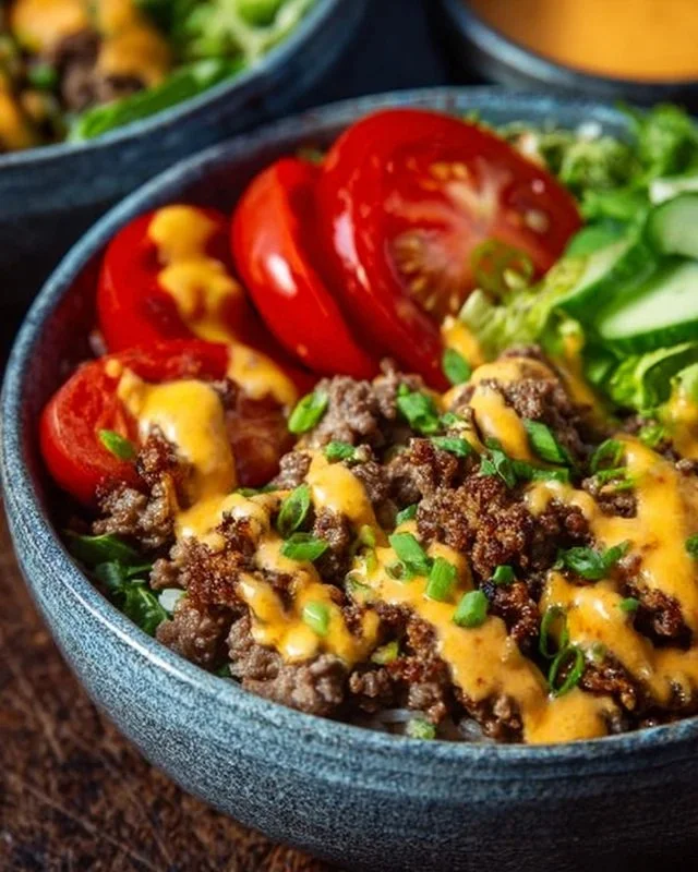 High-Protein Cheeseburger Bowls Recipe – Low-Carb Meal Prep with Ground Beef & Burger Sauce