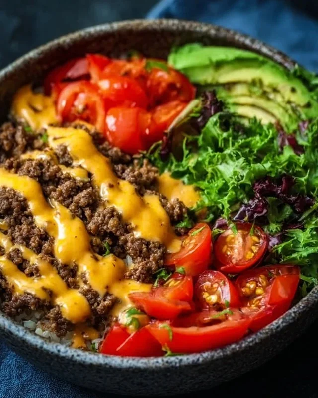 High-Protein Cheeseburger Bowls Recipe – Low-Carb Meal Prep with Ground Beef & Burger Sauce