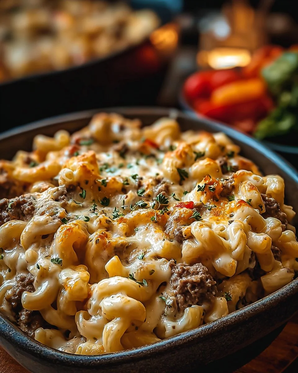 High-Protein Creamy Philly Cheesesteak Mac & Cheese