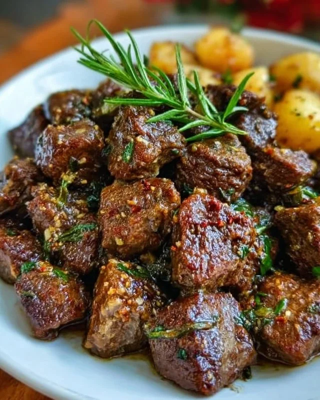 High Protein Slow Cooker Garlic Butter Beef Bites