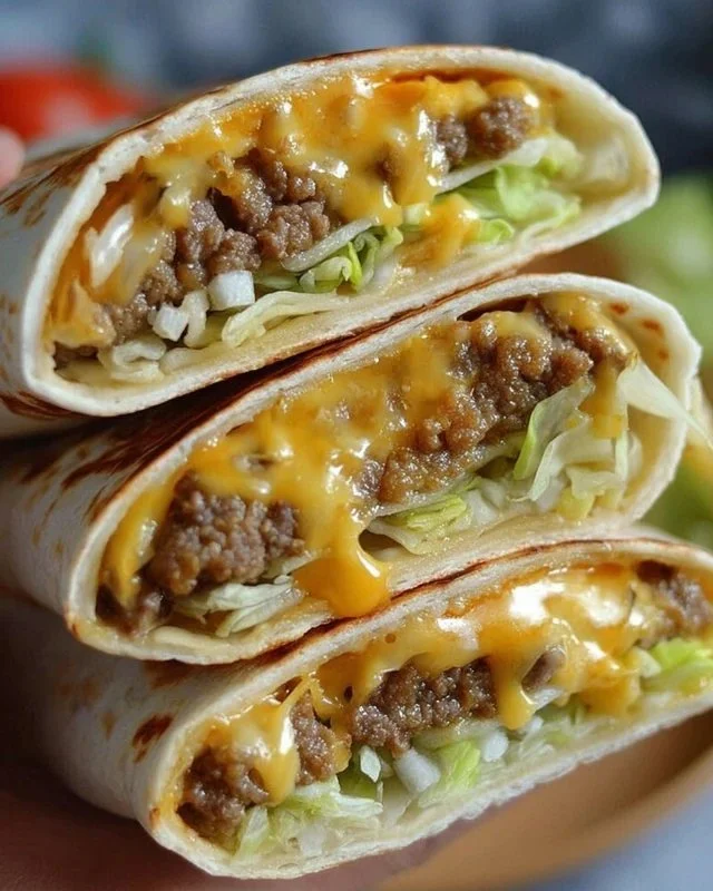 Homemade Big Mac Wraps with lettuce, cheese, and special sauce