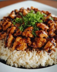 Delicious Honey BBQ Chicken served over rice
