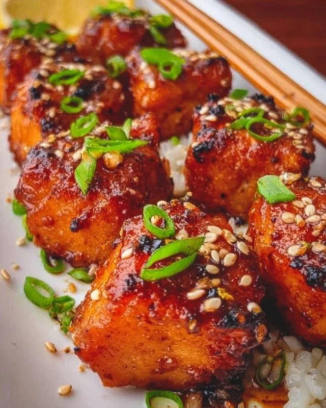 Honey Garlic Salmon Bites