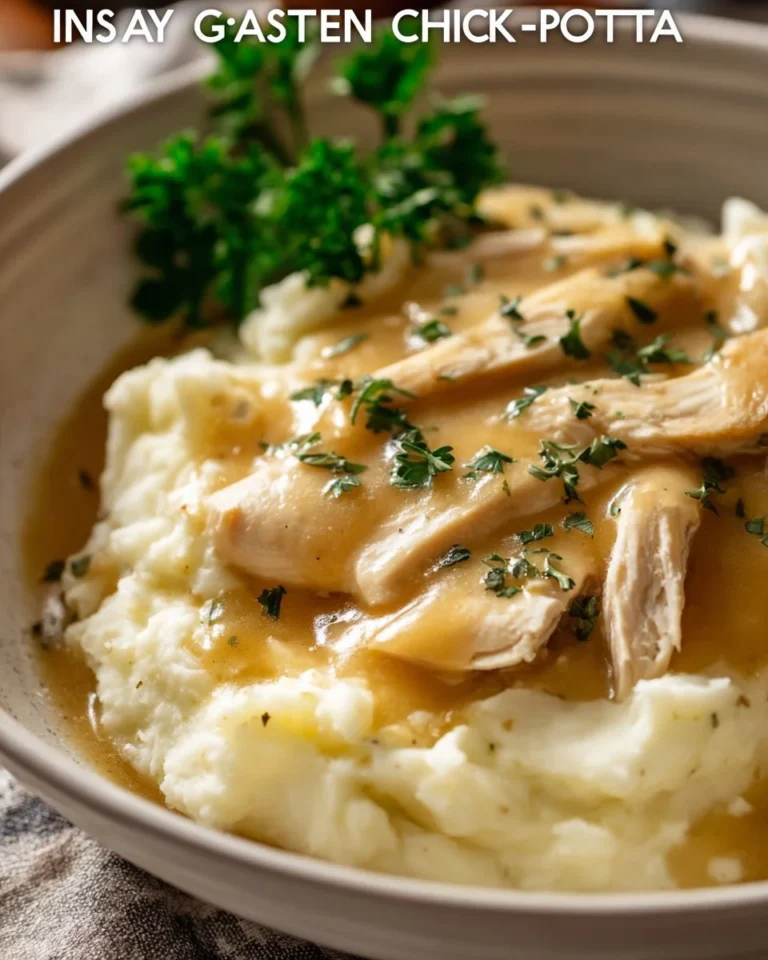 Delicious Instant Pot Chicken and Gravy served with mashed potatoes
