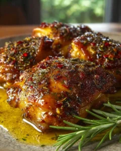 Instant Pot lemon chicken thighs with fresh herbs and lemon slices