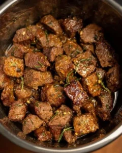 Tender and flavorful Instant Pot steak bites ready to serve.