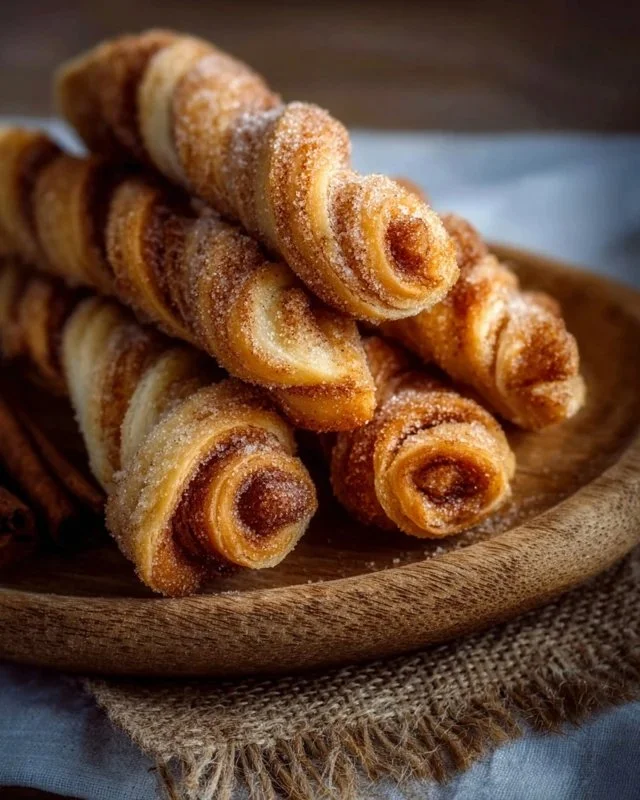 Delicious cinnamon twists topped with sugar and cinnamon ready to be enjoyed