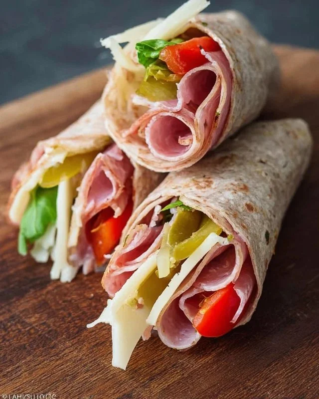 Grain-free Italian Sub Roll-Up filled with fresh ingredients and seasonings