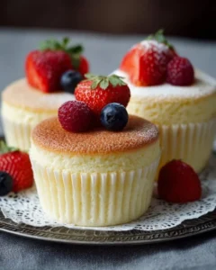 Japanese Cotton Cheesecake Cupcakes - light and fluffy dessert treat