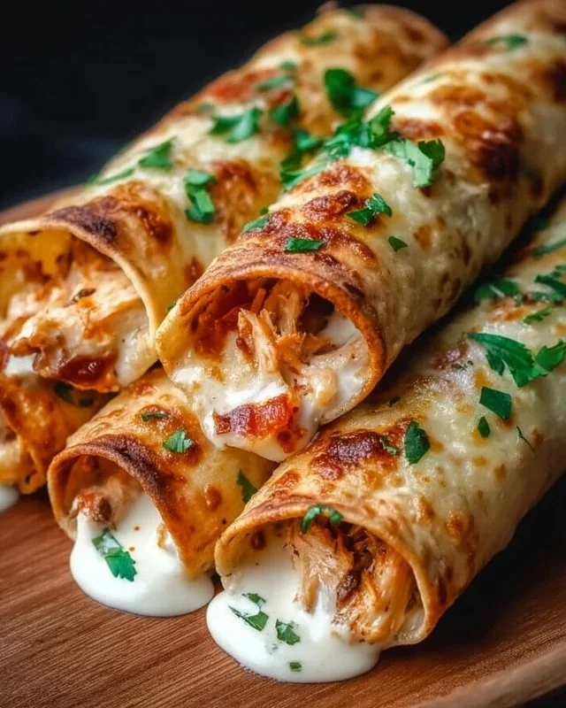 Keto Chicken Bacon Ranch Taquitos served with dipping sauce on a plate