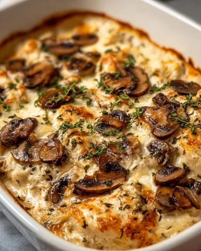 Keto Garlic Mushroom Chicken Casserole