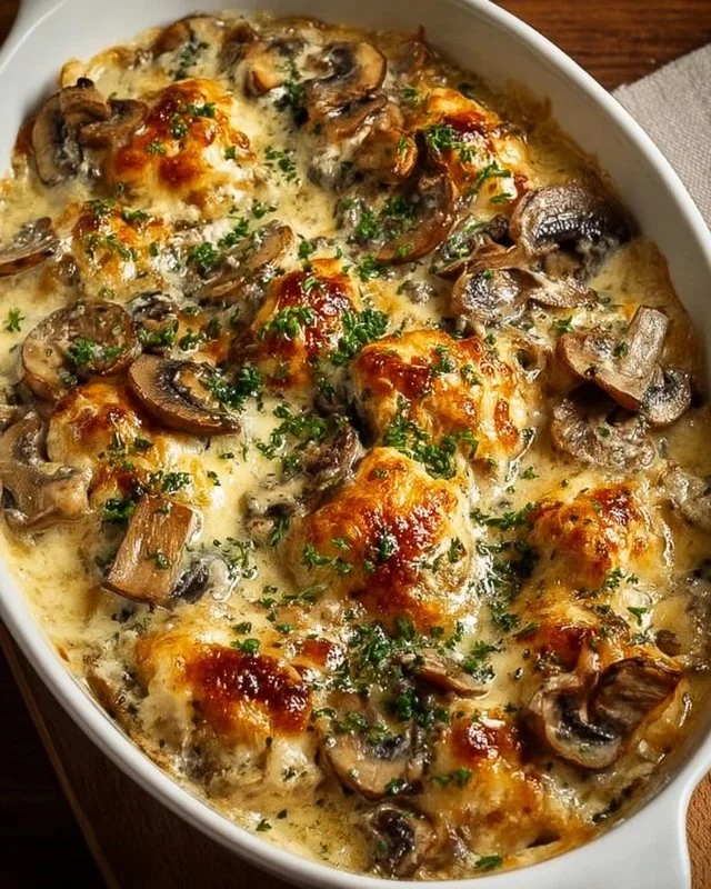 Keto Garlic Mushroom Chicken Casserole
